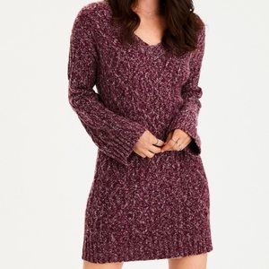 AE v-neck cable knit sweater dress